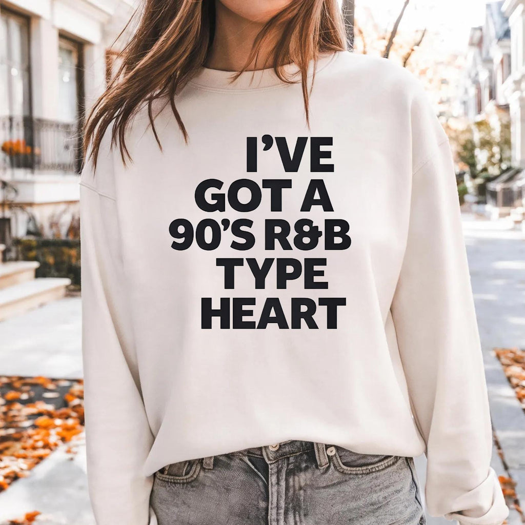 90s R&B Heart Sweatshirt Vintage Slow Jam Aesthetic Pullover Retro Love Vibes Cozy Streetwear Gift for Soul Fans