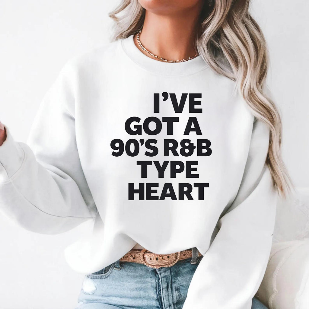 90s R&B Heart Sweatshirt Vintage Slow Jam Aesthetic Pullover Retro Love Vibes Cozy Streetwear Gift for Soul Fans