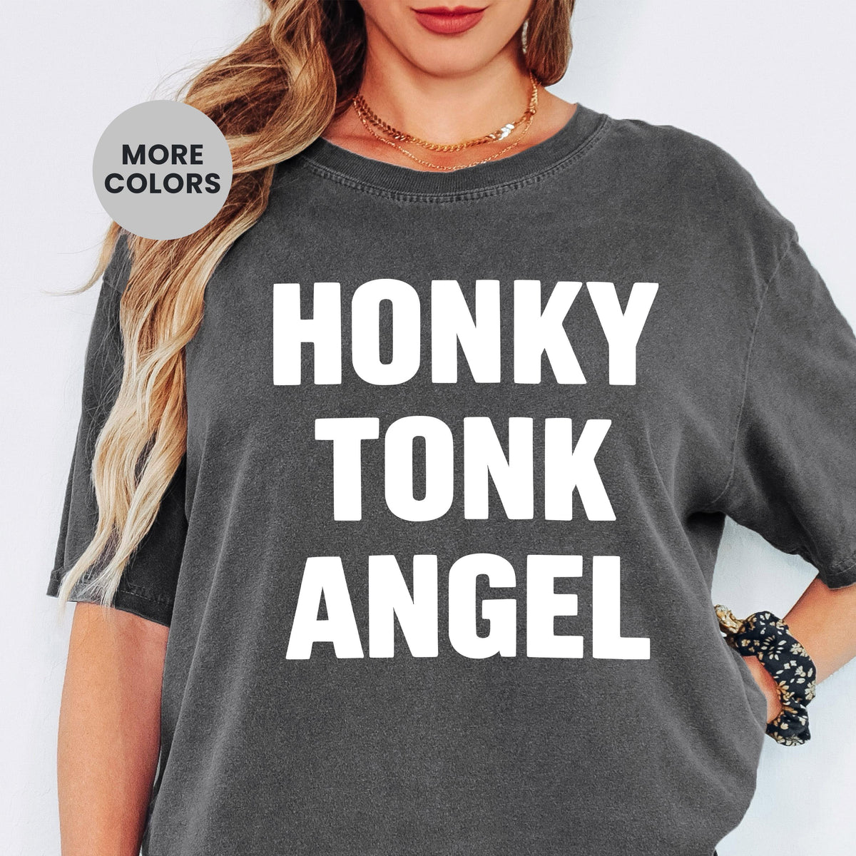 Comfort Colors Honky Tonk Angel Graphic Tee Vintage Country Western Rodeo Bar Babe Southern Cowgirl Aesthetic Shirt Gift Idea