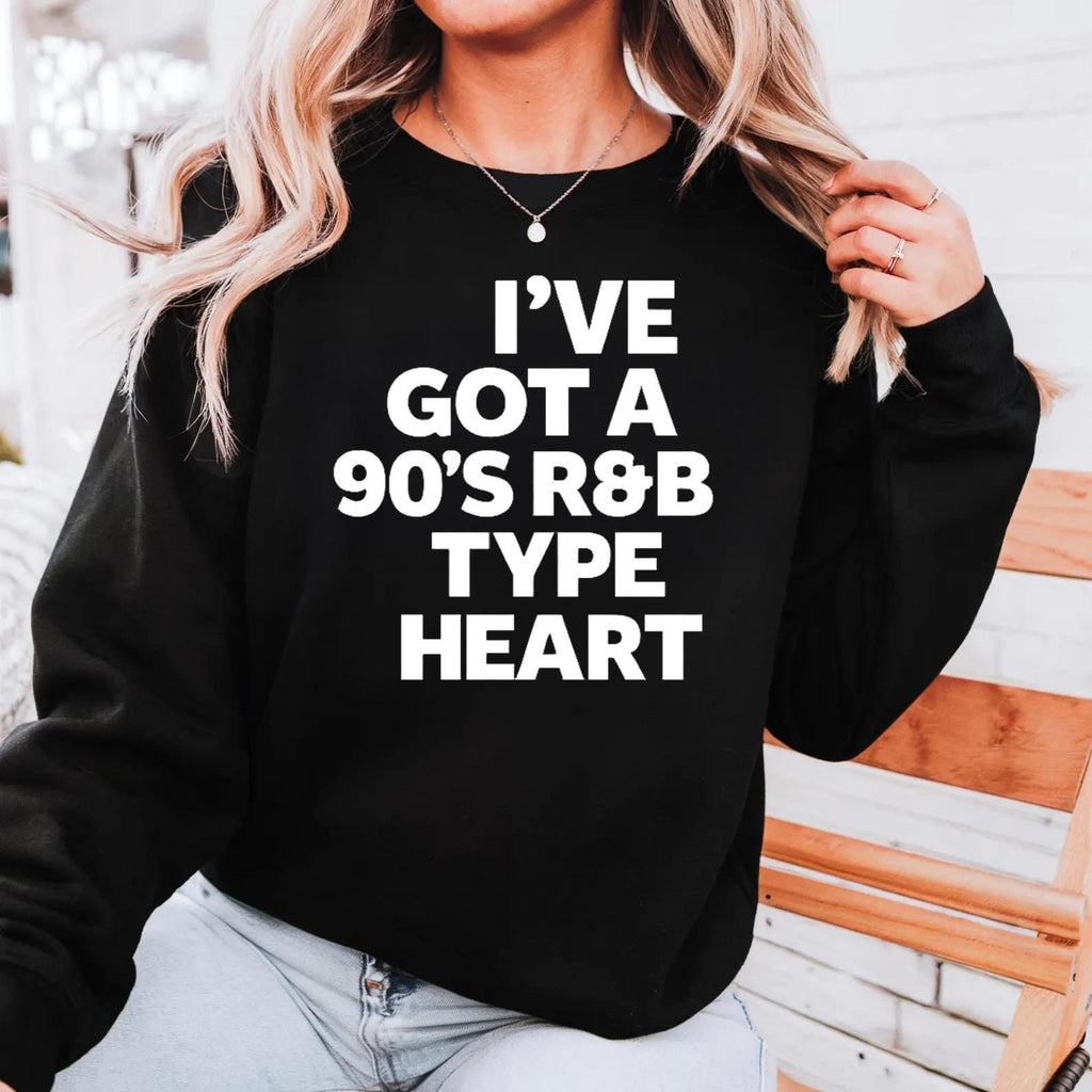 90s R&B Heart Sweatshirt Vintage Slow Jam Aesthetic Pullover Retro Love Vibes Cozy Streetwear Gift for Soul Fans