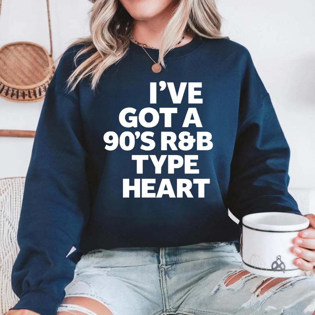 90s R&B Heart Sweatshirt Vintage Slow Jam Aesthetic Pullover Retro Love Vibes Cozy Streetwear Gift for Soul Fans