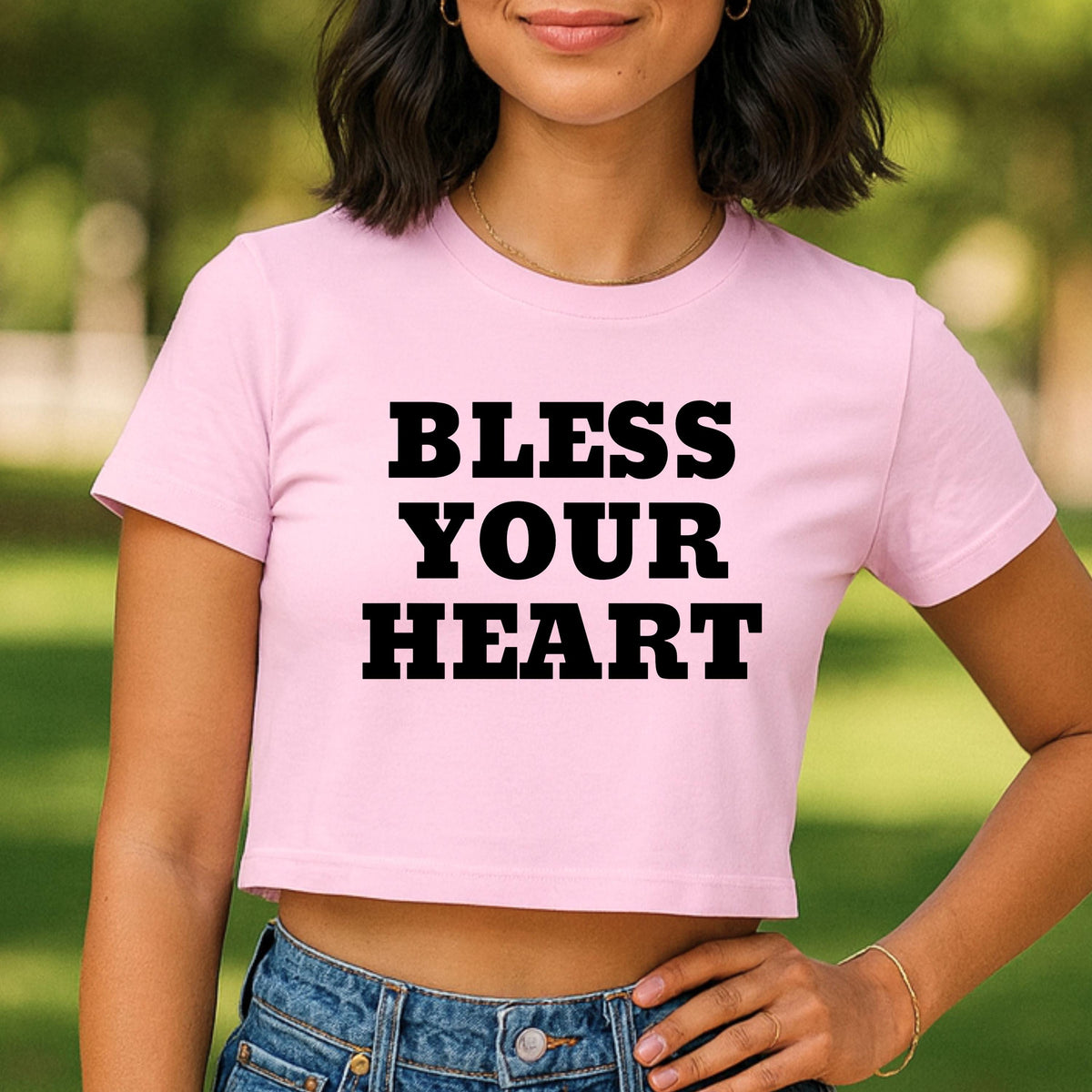 Bless Your Heart Crop Top Southern Sass Graphic Tee Funny Cute Country Girl Trendy Boutique Aesthetic Summer Gift Idea Vibes