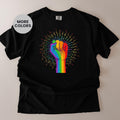 Pride t-shirt / UNISEX tee / Rainbow Coloured Hand With a Fist Raised Up / LGBTQ flag tshirt / Gay Pride gift / Pride Week / Pride month